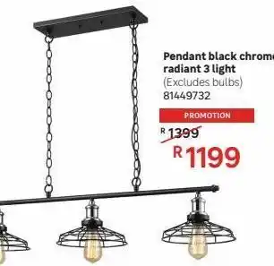 Leroy Merlin Pendant black chrome radiant 3 light offer