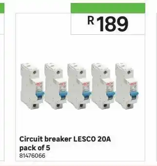 Circuit breaker lesco 20a pack of 5