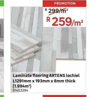 Laminate flooring artens lochiel l1291mm x 193mm x 8mm thick (1.994m2)