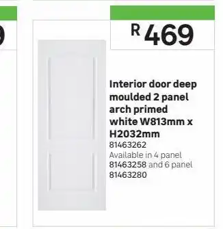 Leroy Merlin Interior door deep moulded 2 panel arch primed white w813mm x h2032mm offer
