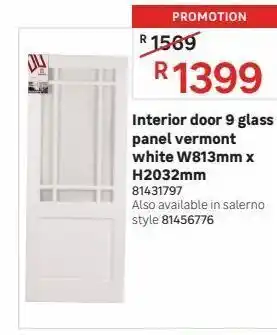 Leroy Merlin Interior door 9 glass panel vermot white w813mm x h2032mm offer