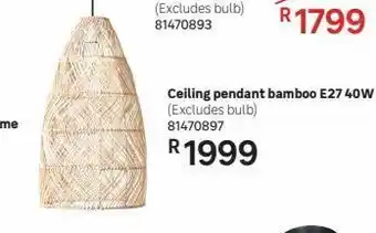 Leroy Merlin Ceiling pendant bamboo e27 40w offer