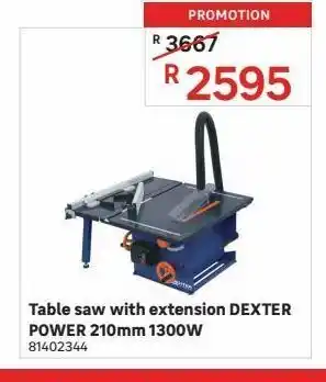 Table saw with extension dexter power 210mm 1300w