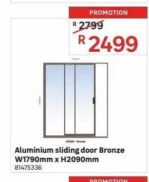 Leroy Merlin Alumnium sliding door bronze w1790mm x h2090mm offer