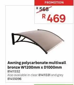 Leroy Merlin Awning polycarbonate multiwall bronze w1200mm x d1000mm offer