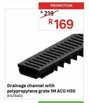 Leroy Merlin Drainage channel with polypropylene grate 1m aco h50 offer