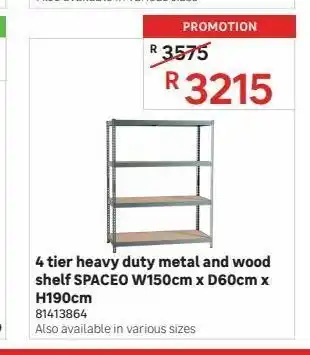 Leroy Merlin 4 tier heavy duty metal and wood shelf spaceo w150cm x d60cm x h190cm offer