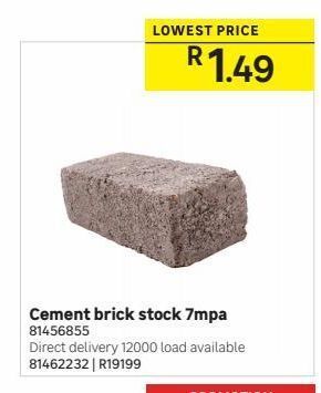 Cement brick stock 7mpa