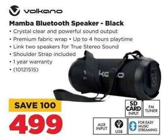 HiFi Corp Volkano Mamba Bluetooth Speaker - Black offer