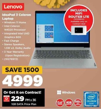 HiFi Corp Lenovo IdeaPad 3 Celeron Laptop offer