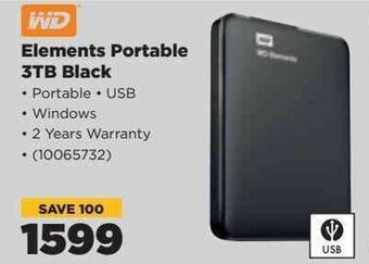 WD Elements Portable 3TB Black