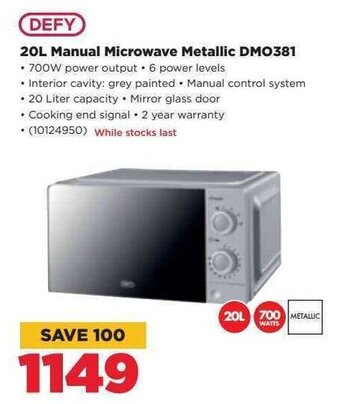 HiFi Corp Defy 20L Manual Microwave Metallic DM0381 offer