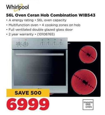 HiFi Corp Whirlpool 56L Oven Ceran Hob Combination WIB543 offer
