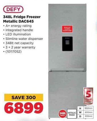 HiFi Corp Defy 348L Fridge Freezer Metallic DAC645 offer