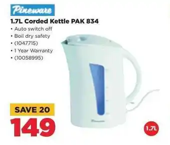 HiFi Corp Pineware 1.7L Corded Kettle PAK 834 offer