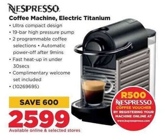 HiFi Corp Nespresso Coffee Machine Electric Titanium offer