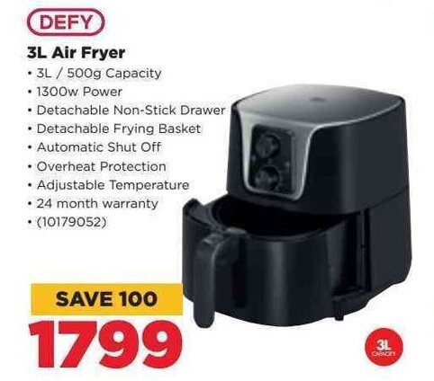 Defy 3L Air Fryer offer at HiFi Corp