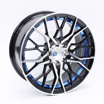 Autostyle 15″ qs 1033 4/100 & 4/108 black machine face with blue undercut alloy wheels offer
