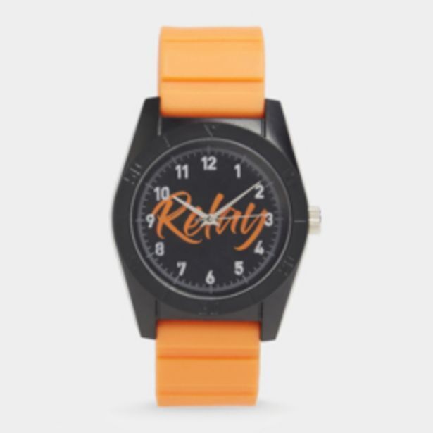 Relay jeans orange brushtroke silicone watch offer at Markham