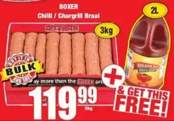 Boxer Boxer Chilli  / Chargrill Braai 3kg + Golden Ray Tomato Sauce 2L offer