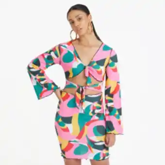 Women's multicolour bodycon dress with abstract print