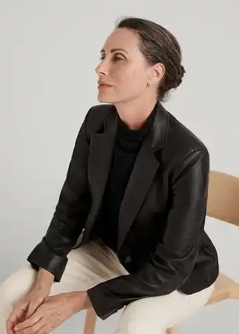Leather notch collar blazer