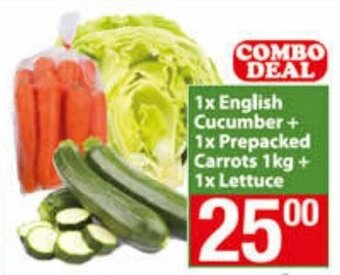 Check Save 1 x English Cucumber + 1 x Prepacked Carrots 1kg + 1 x Lettuce offer