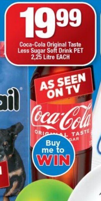 Coca-Cola Original Taste Less Sugar Soft Drink PET 2.25 litre