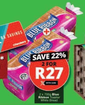 Checkers Hyper 2 x 700g Blue Ribbon Toaster White Bread offer