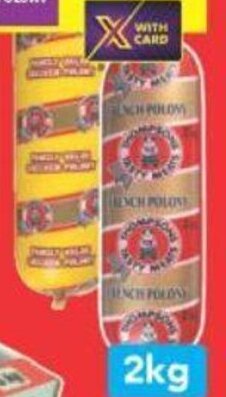 Shoprite Thompsons Tasty Meats Chicken/French Polony 2kg offer