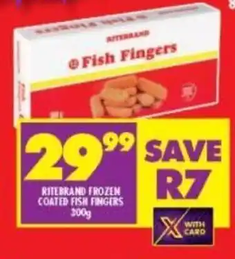 Shoprite Ritebrand  Frozen Coated Fish Fingers 300g offer