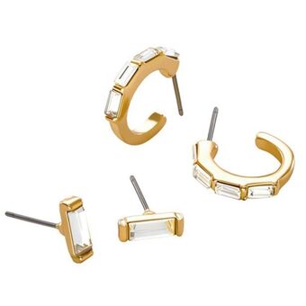 Baguette huggies earring set