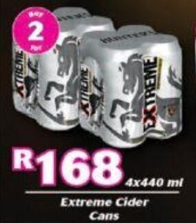 Extreme Cider Cans 4 x 440ml offer at Cambridge Food