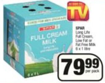 Spar Spar Long Life Full Cream Low Fat or Fat Free Milk 6 x 1L offer