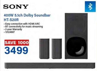 Incredible Connection Sony 400W 5,1ch Dolby Soundbar HT-S20R offer