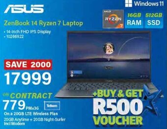 Incredible Connection Asus ZenBook 14 Ryzen 7 laptop offer