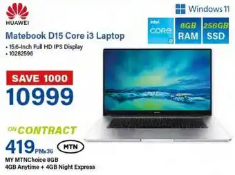 Incredible Connection Huawei Matebook D15 Core i3 Laptop offer
