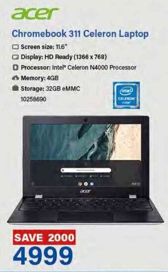 Incredible Connection Acer Chromebook 311 Celeron Laptop offer