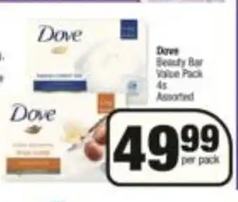 Spar Dove Beauty Bar Value Pack 4s Assorted offer