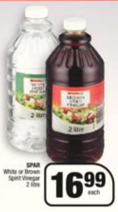 SPAR White or Brown Spirit Vinegar 2 Litre offer at Spar