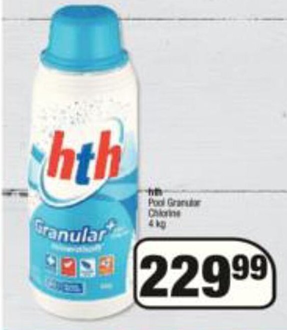 Hth Pool Granular Chlorine 4kg offer at Spar