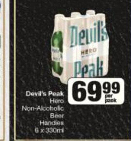 Devil's Peak Hero NonAlcoholic Beer Handies 6 x 330 ml offer at Spar