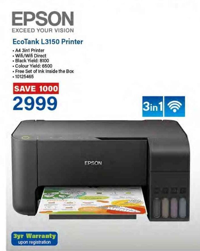 EPSON EcoTank L3150 Printer offer at Incredible Connection