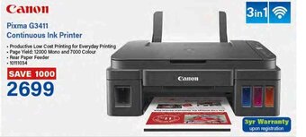 Incredible Connection Canon Pixma G3411 Continuous Ink Printer offer