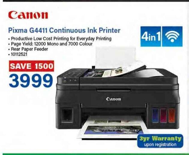 Canon Pixma G4411 Continuous Ink Printer offer at Incredible Connection