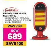 Game 0Sunbeam Halogen 3 Bar Heater Red SHH-500 offer
