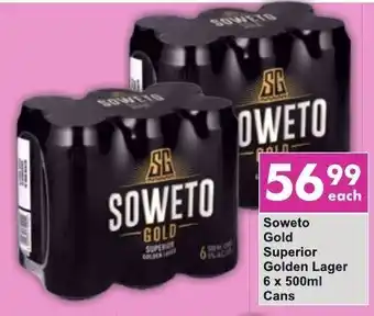Soweto Gold Superior Golden Lager 6x500ml Cans
