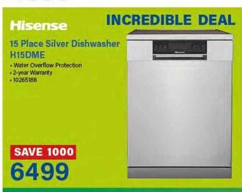 Incredible Connection Hisense - 15 Place Silver Dishwasher H15DME offer