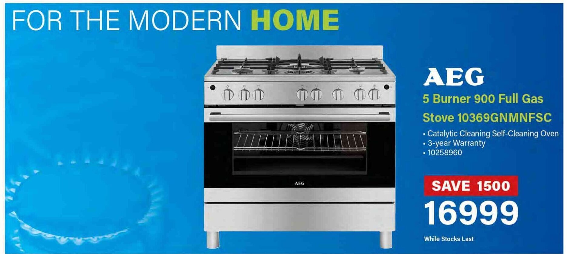 AEG 5 Burner 900 Full Gas Stove 10369GNMNFSC offer at Incredible Connection