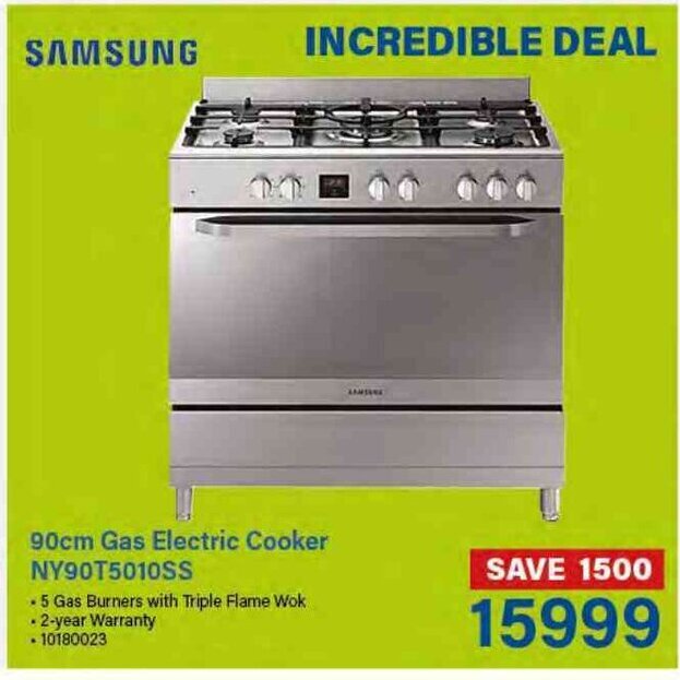 Samsung 90cm Gas Electric Cooker NY90T5010SS offer at Incredible
